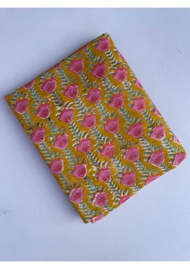 Tela de Algodón 100% Orgánica con Estampado Floral a Mano de Jaipur, India, Técnica de Tejido Peinado, Estilo Moderno, Lavable, para Uso Textil en el Hogar - Product Image 6