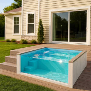 Piscine familiale extérieure en FRP - 10 mm d'épaisseur, résistante aux UV, durable, facile à installer, forme rectangulaire, échelle de sécurité incluse - Product Image 4