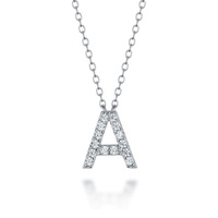 Collier avec pendentif lettre initiale en argent 925 pour femmes, plaqué rhodium et or avec pierre en zircon, type religieux chrétien