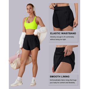 Pantalones cortos para correr de cintura alta elásticos para mujer de primera calidad con bolsillos 2,5 "XS entrenamiento deportivo pantalones cortos atléticos de secado rápido pantalones cortos calientes Logo - Product Image 6