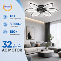 Ventilateur de plafond LED moderne avec lumière, télécommande, variateur d'intensité, vitesse réglable, métal et acrylique, pour salon et chambre à coucher