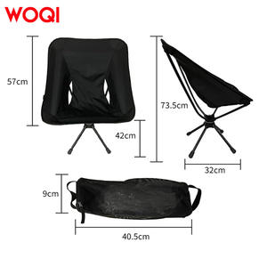 Chaise pliante portable Woqi Camping, chaise lune rotative à 360 degrés, tissu Oxford noir, pour voyages en plein air, plage, pêche - Product Image 4