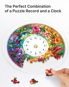 Colorful Bird Flower Stained Glass Style Acrylic Jigsaw Puzzle <b>Clock</b> Stand Up Desktop <b>Clock</b> <b>Art</b> Craft DIY Puzzle Gift For Home D - Product Image 4