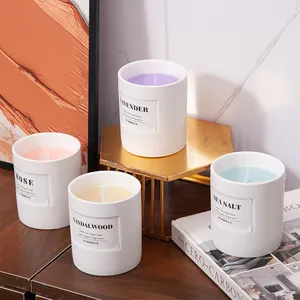 Luxus leerer Behälter Duft-Deko individuelles Logo nordisch einzigartiges Kerzengefäß weißes Wachs gefülltes Keramik-Duftkerzenglas