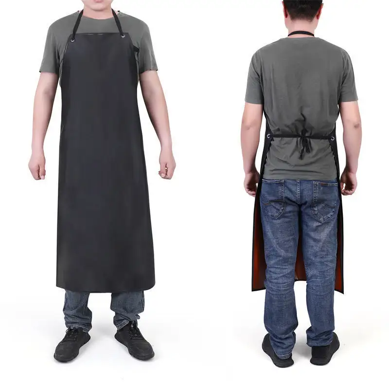 Wholesale Waterproof Chef Apron Custom Logo Safety Work Apron Lengthen Cooking Fishing Butcher PVC Rubber Aprons For Man 120cm