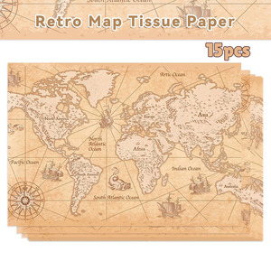 Papel de Seda con Mapa del <span class=keywords><strong>Mundo</strong></span> Recubierto de Resina Desechable Personalizado para Empaque de Cajas de Regalo, Decoraciones para Fiestas de Cumpleaños - Product Image 5