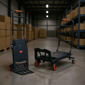 Carretilla de Plataforma de Cuatro Ruedas de Plástico Resistente, Capacidad de Carga de 100 Kg, Diseño Plegable Ajustable, Herramientas Industriales - Product Image 2