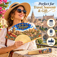 Éventail en bambou personnalisé Toledo en gros, souvenir de voyage, Abanicos De Madera 21 cm, éventails espagnols personnalisés