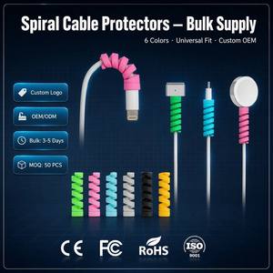 Multi Color Silicone Spiral Cable <b>Protector</b> USB Charging Cord Organizer Anti Break Flexible Sleeve <b>Phone</b> Accessories Customized - Product Image 1