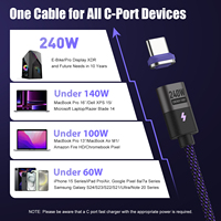 Câble USB C magnétique 2-en-1 SIKAI 240W PD3.1 avec double entrée USB C et USB A, cordon de charge rapide avec puce E-Marker pour batterie externe, téléphone et ordinateur portable