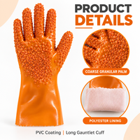 Gants en PVC personnalisés résistants aux produits chimiques, résistants à l'huile, imperméables, avec grip granulaire, manchette longue de 27-40 cm, doublure en polyester, vente en gros