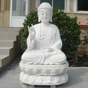 Diseño Popular Templo Blanco Buda de piedra de mármol estatua - Product Image 6