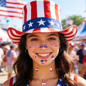 Tsyo ฟุตบอลโลกถ้วยสหรัฐอเมริกาธีมธงรอยสักชั่วคราวแฟนฟุตบอลของที่ระลึกงานปาร์ตี้รักชาติสติกเกอร์โปรดปราน - Product Image 3