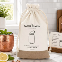 Tas Serut Kanvas Tebal dengan Logo Custom untuk Perhiasan Sabuk, Kemasan Parfum, Hadiah, dari Katun Organik Solid, Kantong Debu