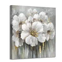 Vendita calda puro dipinto a mano floreale giglio bianco astratto fiore immagine su tela lamina d'oro wall art work tela pittura a olio