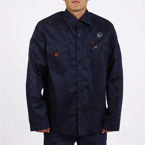 Camisa de Seguridad ZUNEZI ZI-9076 Resistente al Fuego y al Vapor, Dos Tonos, Cierre con Broches de Perla, 6.5OZ CAT2, Algodón - Product Image 1
