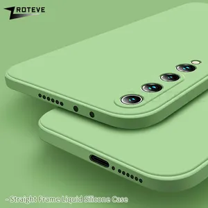 Funda trasera de silicona líquida para Xiaomi Mi 10 10T 11 12 Lite, carcasa suave cuadrada a prueba de golpes