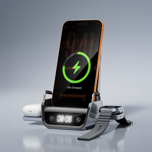 Nuevo Producto en Dropshipping: Soporte Magnético <span class=keywords><strong>para</strong></span> Teléfono Inteligente con Cargador Inalámbrico 4 en 1 de 25W con Pantalla de Reloj de 15W <span class=keywords><strong>para</strong></span> <span class=keywords><strong>iPhone</strong></span> - Product Image 1
