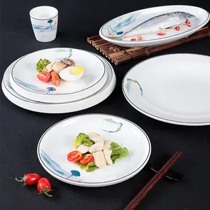 Neues Design Klassisches weißes Restaurant im chinesischen Stil Serviert eller Kunststoff-Melamin platte für das Catering