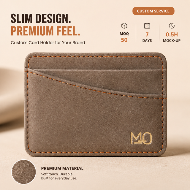 Wholesale Slim Leather Card Holder Wallet With RFID Blocking Optional Minimal Front Pocket Suede Credit Card Case for Business