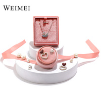 Boîte à bijoux de mariage haut de gamme créative WEIMEI, boîte à anneaux ronde en velours coréen, boîte à bijoux hexagonale en velours avec sac