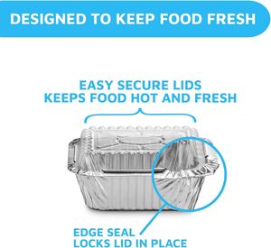 C18 Aluminum Rectangle Disposable <b>Foil</b> Tray Plastic Dome Lid 700ML 1.5LB Eco-Friendly Food Grade Go Food Pan SJY-1230-01 - Product Image 3