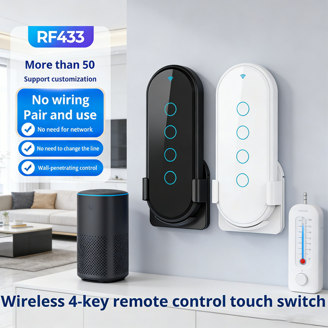 Wireless Touch Glass Remote Control Light Switch for Smart Home 433MHz Multi-Control WiFi Smart Switch