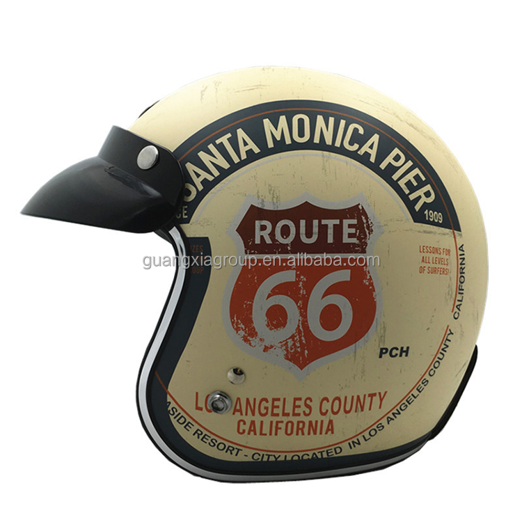Route 66 Vintage Half Face Motorcycle Helmet – Classic Cafe Helmet