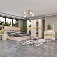 Nouvelle collection 2026 : Ensemble de mobilier de chambre de luxe super king size 5 pièces avec tête de lit miroir africain