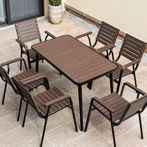 Hot Sale Wood <strong>Plastic</strong> <strong>Outdoor</strong> <strong>Table</strong> and Chairs Terrace Waterproof Rectangular 4-seater Wood <strong>Plastic</strong> <strong>Outdoor</strong> <strong>Table</strong> and Chairs - Product Image 2