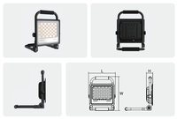 Lampe LED portable, projecteur LED extérieur sécurisé avec port de charge, LED rechargeable, projecteur LED pour le camping