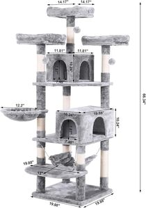 In the Trend Modern Luxury Eco-Friendly Light Gray Brown <b>Plush</b> Wood House Large <b>Cat</b> Tree Tower Chewing Toy 60x50x180cm - Product Image 5