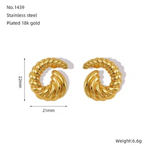 Women's Stainless Steel Earrings With 18K Gold Plating Trendy Spiral <b>Titanium</b> Steel Design Simple Personality Fashion Jewelry - Product Image 3