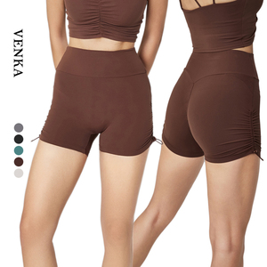 Mujer verano suave cómoda ropa deportiva cordón lateral levantamiento de glúteos Pantalones deportivos gimnasio correr entrenamiento Yoga pantalones cortos ajustados - Product Image 1