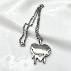 yunnique <b>Titanium</b> Steel Heart Pendant Necklace Liquid Lava Design Sweater <b>Chain</b> For Men And Women Daily Wear Gift - Product Image 2