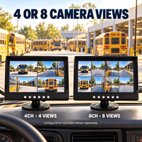 Sistem Kamera DVR Mobil 4CH/8CH untuk Pemantauan Armada Bus Sekolah, Kamera 7/10 Inci 1080P IP69K, Opsi Penyimpanan 4G GPS WiFi