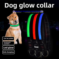 Collier lumineux pour chien à LED rechargeable par USB, collier de sécurité pour animaux de compagnie qui brille dans le noir, en cuir PU réfléchissant, rubans simples, taille moyenne et grande