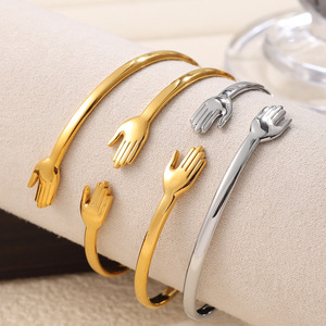Palm Shape <b>Bracelet</b> Zinc Alloy Adjustable Gold <b>Silver</b> Unisex Fashion <b>Cuff</b> Jewelry Gift - Product Image 1