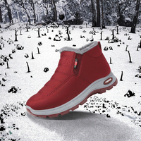 Bottes d'hiver unisexes à enfiler en coton, doublure en cuir véritable, tige en denim, bout carré ouvert, pour personnes âgées, mi-hautes, légères