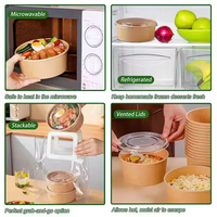 Op maat bedrukte waterdichte, oliebestendige, ronde wegwerp papieren bakjes voor restaurants, geschikt voor magnetron, voor pasta en noedels