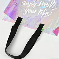 Sac à main holographique irisé transparent en PVC épais de haute qualité avec poignée noire