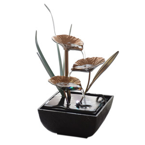 Fontaine d'eau Feng Shui de bureau carrée avec rétroéclairage, modèle de plante fait main, décoration de bureau, cadeau - Product Image 2