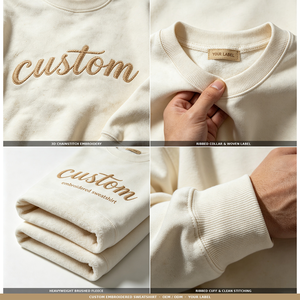 เสื้อสเวตเชิ้ตปักลายตามสั่ง พรีเมียม คอกลม สำหรับผู้ชาย สตรีทแวร์ โลโก้สั่งทำ แบรนด์ส่วนตัว รับผลิตแบบ OEM ODM - Product Image 2