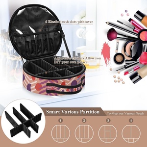 Trousse de Maquillage Rigide Ronde de Voyage pour Filles, Sac de Rangement Cosmétique et Bijoux, Sac de Maquillage Économique - Product Image 4