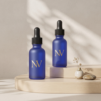 Flacon compte-gouttes en verre pour huile essentielle, bleu ambre vert, 5 ml-100 ml, récipient cylindrique pour sérum cosmétique avec couvercles