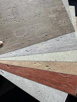 Panneaux muraux en WPC en marbre travertin - Texture de pierre, design à trous de béton, décoratifs pour la construction et le bâtiment