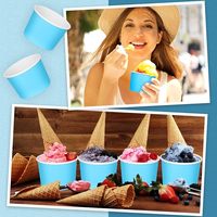Vaso de Papel para Helado Desechable de Grado Alimenticio de 3oz 5oz 8oz con Diseño Impreso a Color para Llevar