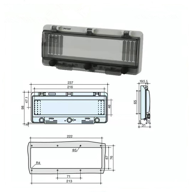 12way PC IP67 Transparent Waterproof Box Window Distribution Box Protect Window Cover Monitor Observation Window Switch