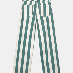 Pantalon en jean rayé taille haute Décoration en jean en coton ample - Product Image 6