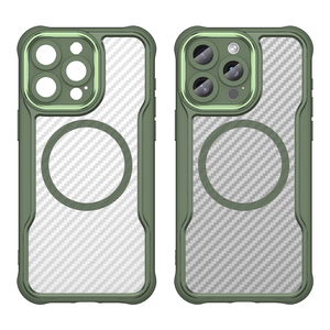 Funda de teléfono magnética de <span class=keywords><strong>fibra</strong></span> de carbono para iPhone 15 14 Pro Max, parachoques de carga inalámbrica, funda trasera para teléfono, Protector de teléfono a prueba de golpes - Product Image 1